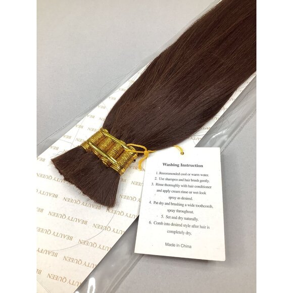 16” 100% Human Hair #4 Dark Brown Straight Yaki Bulk Micro Braid Braiding Hair - Picture 3 of 4